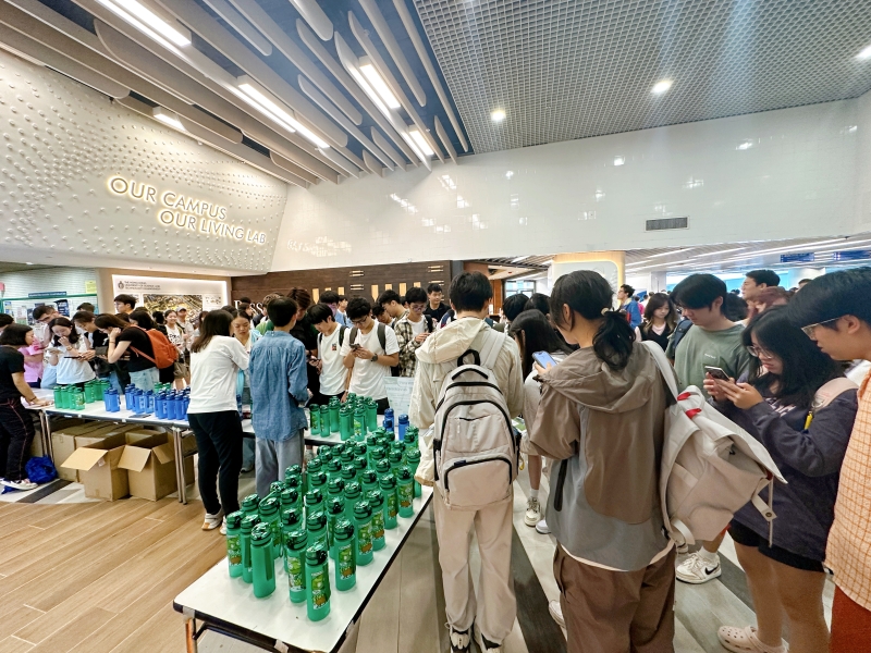 The Green Gift Giveaway campaign for students aims to distribute reusable items, including colorful water bottles featuring themes of campus biodiversity that highlight commonly found animals and insects.