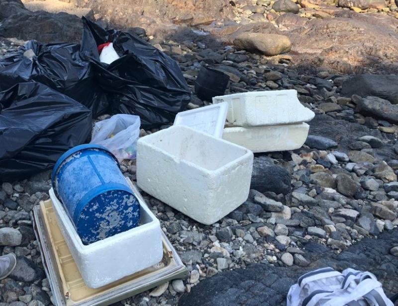 Styrofoam could be found on the beach.